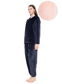 Γυναικεία Πυτζάμα Pink Label - Ροζ - Βελουτέ - Polyester - Regular Fit