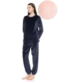 Γυναικεία Πυτζάμα Pink Label - Ροζ - Βελουτέ - Polyester - Regular Fit