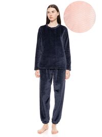 Γυναικεία Πυτζάμα Pink Label - Ροζ - Βελουτέ - Polyester - Regular Fit