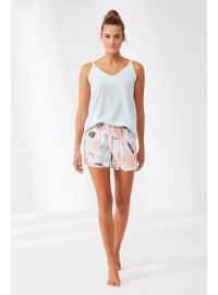 Γυναικείο Baby Doll Penye Mood  - Πυτζάμα καλοκαιρινή - Γαλάζια print