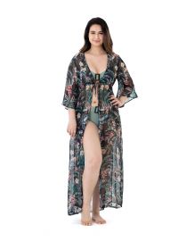 Γυναικείο Beachwear Dorina - 3/4 μανίκι - Εμπριμέ - Μαxi