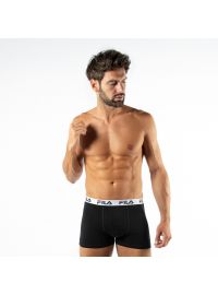 Ανδρικό boxer FILA - Μαύρο Βαμβακερό - Φαρδύ λευκό λάστιχο 2pack