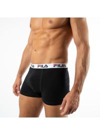 Ανδρικό boxer FILA - Μαύρο Βαμβακερό - Φαρδύ λευκό λάστιχο 2pack