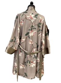 Γυναικεία Ρόμπα - Νυχτικό Σατέν - Σετ Fontana di vita - Μόκα/Φλοράλ