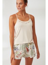 Γυναικείο Baby Doll Penye Mood  - Πυτζάμα καλοκαιρινή - Λευκή Floral