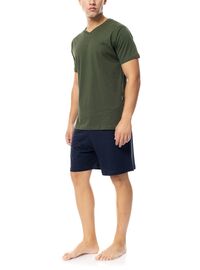 Ανδρική Καλοκαιρινή Πυτζάμα Ulisse - Oil Green V-NECK - Κοντό μανίκι - CottonΑνδρική Καλοκαιρινή Πυτζάμα Ulisse - Oil Green V-NECK - Κοντό μανίκι - Cotton