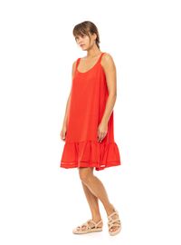 Γυναικείο Beachdress Pink Label -  Φόρεμα - Κόκκινο - Regular Fit - Viscose