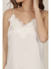 Νυφικό Νυχτικό Admas - Σατέν Ιβουάρ - Δαντέλα