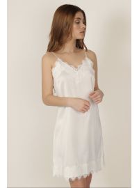 Νυφικό Νυχτικό Admas - Σατέν Ιβουάρ - Δαντέλα