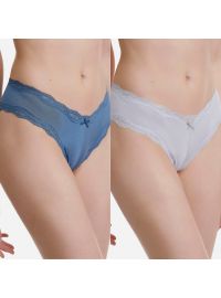 Γυναικείο brazil slip Walk με σχέδια - Δαντέλα - Brief από ίνες bamboo - 2 pack