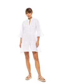 Γυναικείο Beachdress Pink Label -  Φόρεμα Λευκό - Κοφτό κέντημα - Regular Fit - Cotton