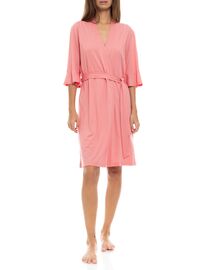 Γυναικεία Ρόμπα Pink Label - Σταυρωτή Dusty Pink - Μανίκι 3/4 - Cotton