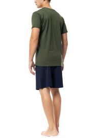 Ανδρική Καλοκαιρινή Πυτζάμα Ulisse - Oil Green V-NECK - Κοντό μανίκι - Cotton