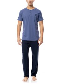 Ανδρική Καλοκαιρινή Πυτζάμα Ulisse -  Cosmos Blue - Με πατιλέτα - 3PCS - CottonΑνδρική Καλοκαιρινή Πυτζάμα Ulisse -  Cosmos Blue - Με πατιλέτα - 3PCS - Cotton