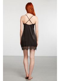 Σετ ρόμπα & νυχτικό Penye Mood  - Μαύρο - Σατέν