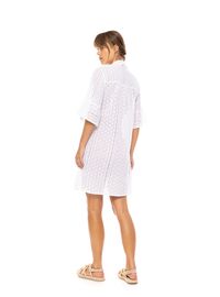 Γυναικείο Beachdress Pink Label -  Φόρεμα με κοφτό κέντημα - ΛΕΥΚΟ - Regular Fit - Cotton