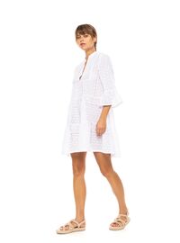 Γυναικείο Beachdress Pink Label -  Φόρεμα Λευκό - Κοφτό κέντημα - Regular Fit - Cotton