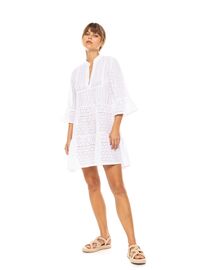 Γυναικείο Beachdress Pink Label -  Φόρεμα Λευκό - Κοφτό κέντημα - Regular Fit - Cotton