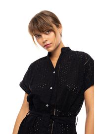 Γυναικείο Beachdress Pink Label -  Φόρεμα Σεμιζιέ - Μαύρο - Regular Fit - Cotton