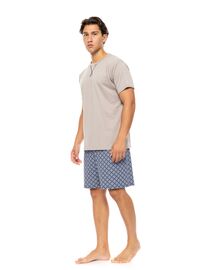 Ανδρική Καλοκαιρινή Πυτζάμα Ulisse - Sand - Blue Print - Κοντό μανίκι - CottonΑνδρική Καλοκαιρινή Πυτζάμα Ulisse - Sand - Blue Print - Κοντό μανίκι - Cotton