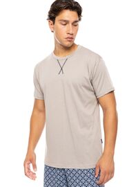 Ανδρική Καλοκαιρινή Πυτζάμα Ulisse - Sand - Blue Print - Κοντό μανίκι - Cotton