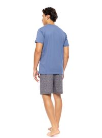 Ανδρική Καλοκαιρινή Πυτζάμα Ulisse - Cosmos Blue - Blue Print - Κοντό μανίκι - Cotton