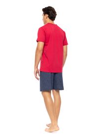 Ανδρική Καλοκαιρινή Πυτζάμα Ulisse - Κόκκινη V-NECK - Κοντό μανίκι - Cotton