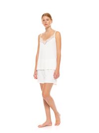 Γυναικεία πυτζάμα Σόρτς Pink Label - Τιράντα - BABYDOLL Λευκό - Bamboo