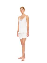 Γυναικεία πυτζάμα Σόρτς Pink Label - Τιράντα - BABYDOLL Λευκό - Bamboo