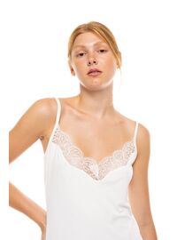 Γυναικείο Νυχτικό Pink Label - Τιράντα - Λευκό - Bamboo - NIGHTGOWN