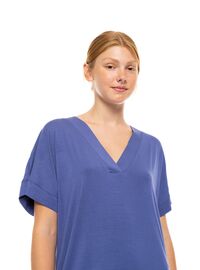 Γυναικείο Νυχτικό Pink Label -  Cosmos Blue - Κοντό Μανίκι - Bamboo