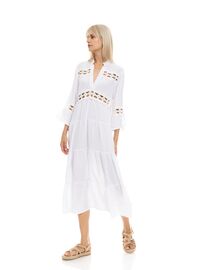 Γυναικείο Beachdress Pink Label -  Λευκό - Midi Φόρεμα - Regular Fit - Viscose