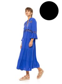 Γυναικείο Beachdress Pink Label -  Μαύρο - Midi Φόρεμα - Regular Fit - Viscose