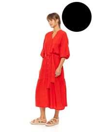 Γυναικείο Beachdress Pink Label - Σεμιζιέ Μακρύ Φόρεμα - Μαύρο - Viscose