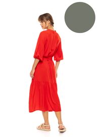 Γυναικείο Beachdress Pink Label - Σεμιζιέ Μακρύ Φόρεμα - Oil Green - Viscose