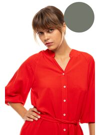 Γυναικείο Beachdress Pink Label - Σεμιζιέ Μακρύ Φόρεμα - Oil Green - Viscose