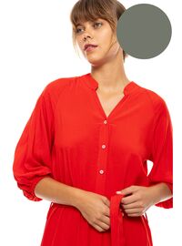 Γυναικείο Beachdress Pink Label - Σεμιζιέ Μακρύ Φόρεμα - Oil Green - Viscose