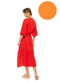Γυναικείο Beachdress Pink Label - Σεμιζιέ Μακρύ Φόρεμα - Orange - Viscose