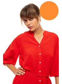 Γυναικείο Beachdress Pink Label - Σεμιζιέ Μακρύ Φόρεμα - Orange - Viscose