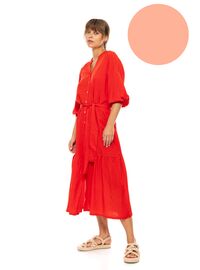 Γυναικείο Beachdress Pink Label - Σεμιζιέ Μακρύ Φόρεμα - Salmon - Viscose
