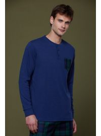 Ανδρική πυτζάμα Noidinotte - Μπλε - Kαρό παντελόνι