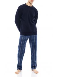Ανδρική πυτζάμα Pink Label - Μπλε - Καρό παντελόνι