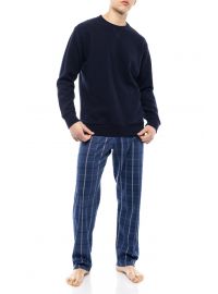 Ανδρική πυτζάμα Pink Label - Μπλε - Καρό παντελόνι