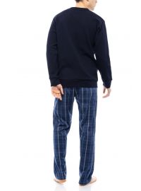Ανδρική πυτζάμα Pink Label - Μπλε - Καρό παντελόνι