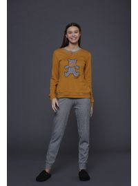 Γυναικεία πυτζάμα Noidinotte - Κίτρινη - Παντελόνι πτι καρό