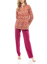 Γυναικεία Πυτζάμα Pink Label - Εμπριμέ μπλούζα - Ροζ παντελόνι