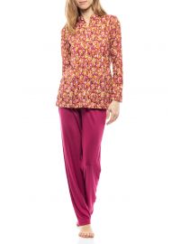 Γυναικεία Πυτζάμα Pink Label - Εμπριμέ μπλούζα - Ροζ παντελόνι