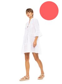 Γυναικείο Beachdress Pink Label -  Φόρεμα Coral - Κοφτό κέντημα - Regular Fit - Cotton