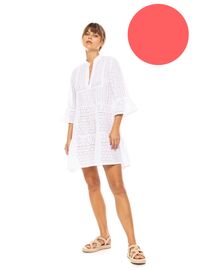 Γυναικείο Beachdress Pink Label -  Φόρεμα Coral - Κοφτό κέντημα - Regular Fit - Cotton