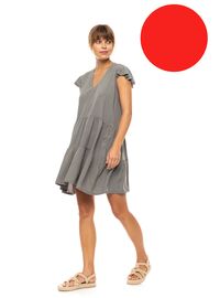 Γυναικείο Beachdress Pink Label -  Φόρεμα - Κόκκινο - Regular Fit - Viscose